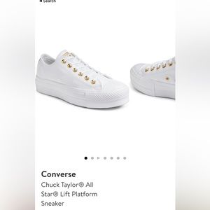 Worn once converse leather platform sneakers white/gold
